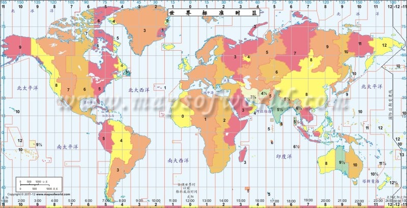 世界时区地图